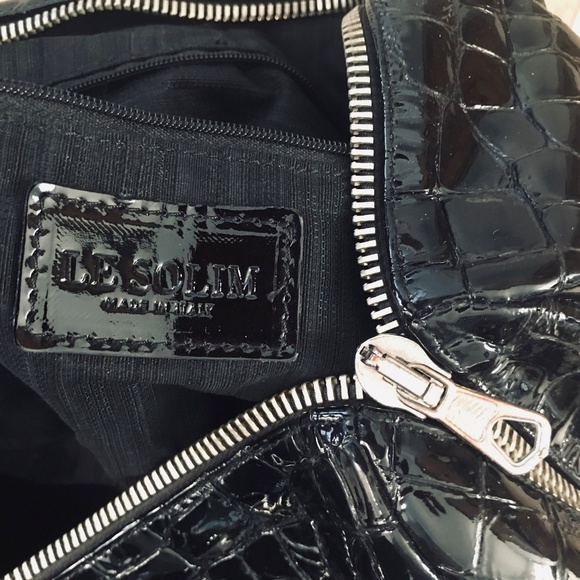 Italy Le Solim Patent Leather Bag Black - Picture 7 of 8